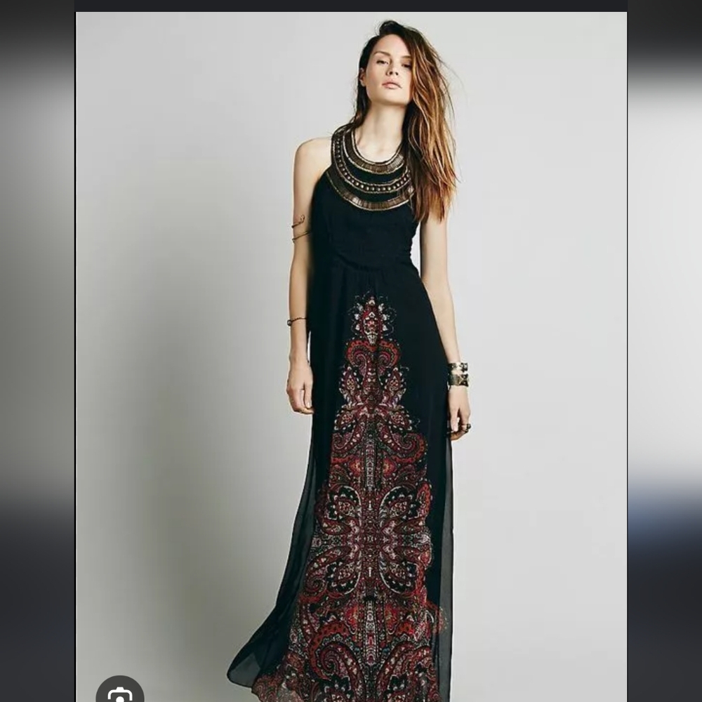 Free People Demeter Paisley Halter Dress